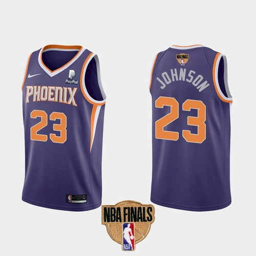 Men's Phoenix Suns #23 Cameron Johnson 2021 Purple NBA Finals Icon Edition Stitched Jersey